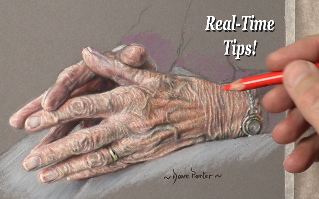Pastel Portrait tips: how to draw a realistic old wrinkled  hand