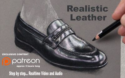 Shiny Black Leather using pastel pencils… Patreon Tutorials